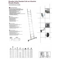 Escadas Linha Standard L66 em Alumínio | Escada Simples