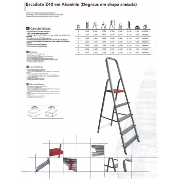 Escadote Z40 em Alumínio | Degraus em Chapa Zincada