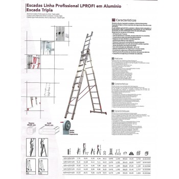 Escadas Linha Profissional LPROFI em Alumínio | Escada Tripla