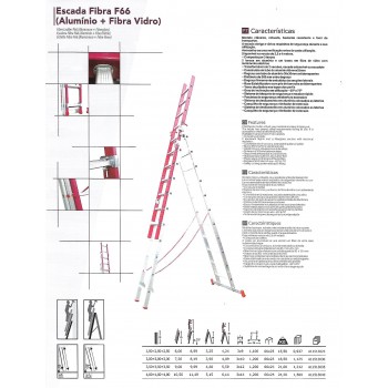 Escadas Fibra F66 | Alumínio + Fibra Vidro